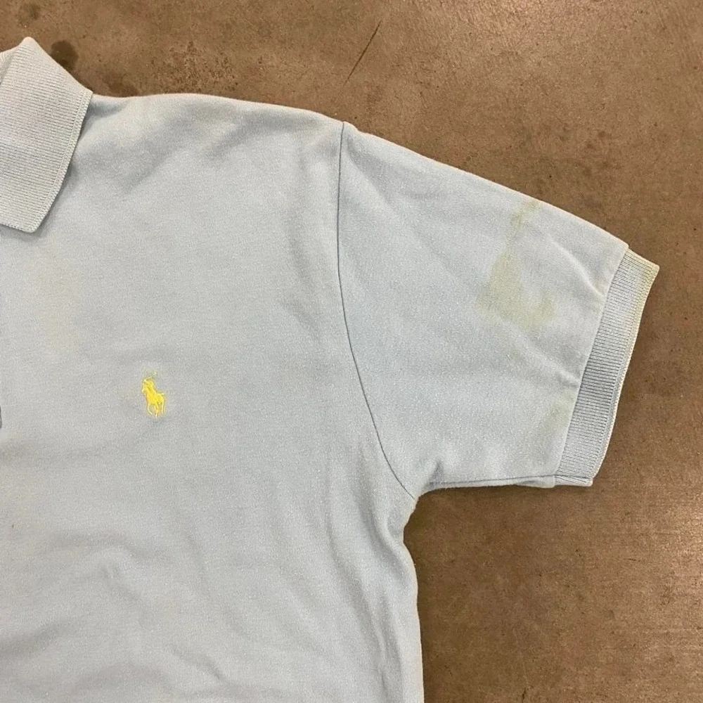 Vintage 90s Ralph Lauren Light Blue Polo Shirt Size L‎